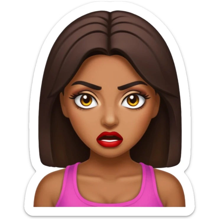 Original emoji style, of angry Huda from love island USA sticker