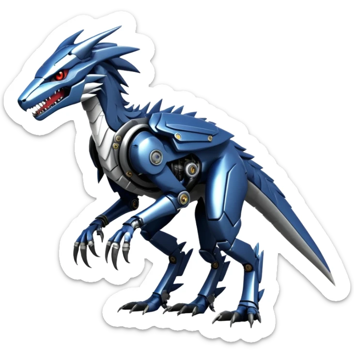 Edgy Futuristic Mechanical Sergal-raptor-nargacuga-vernid, full body sticker