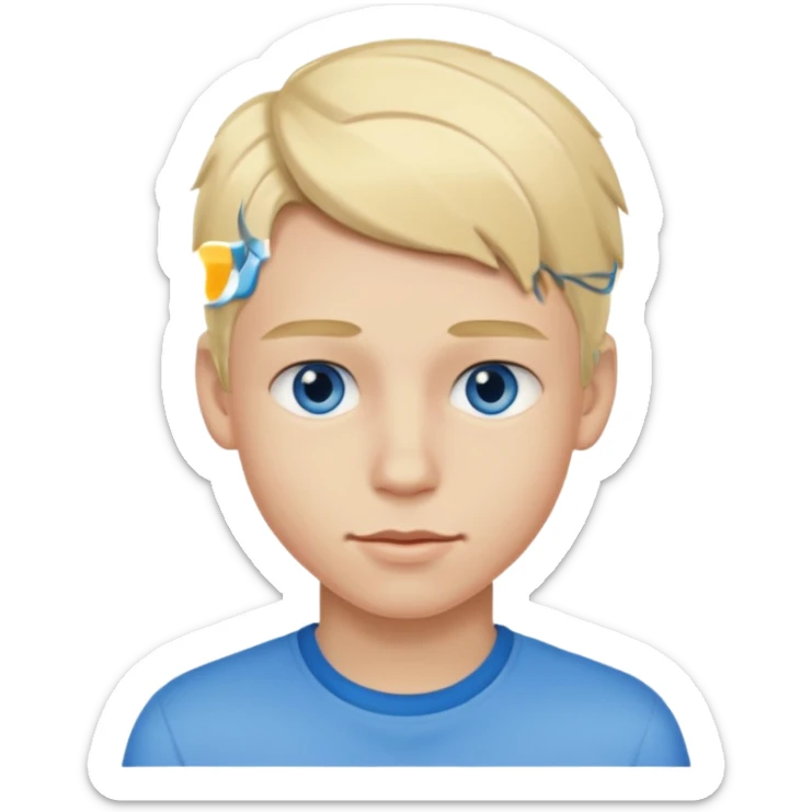 Teenage boy with blue eyes, blonde hair and thick lips sticker