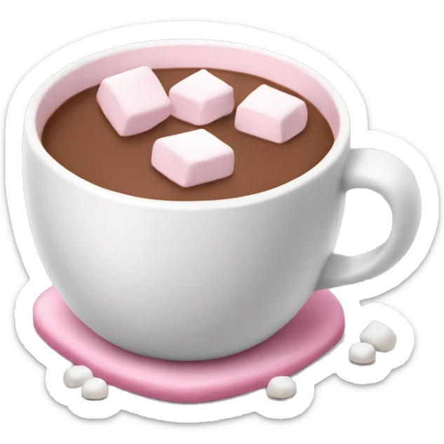 Light Pink mug of hot chocolate with marshmallows  sticker