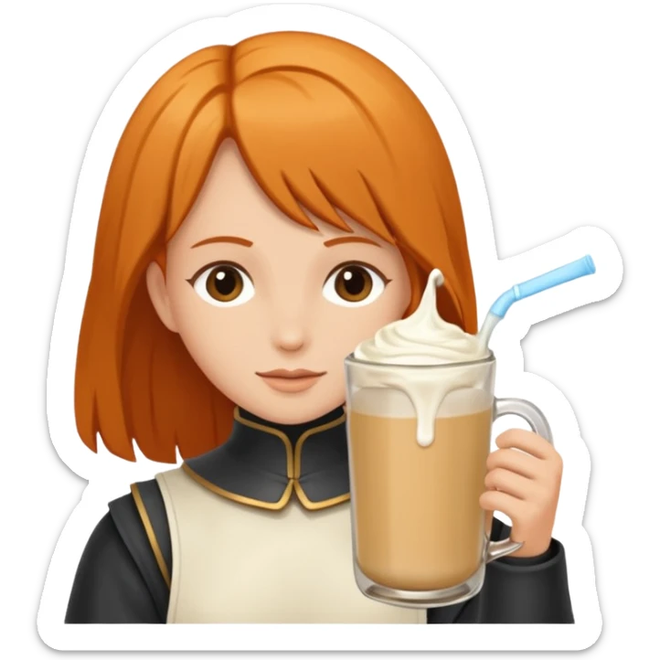 Un biberon avec du lait chaud et Jeanne d’arc en colère qui flotte dans le biberon  sticker