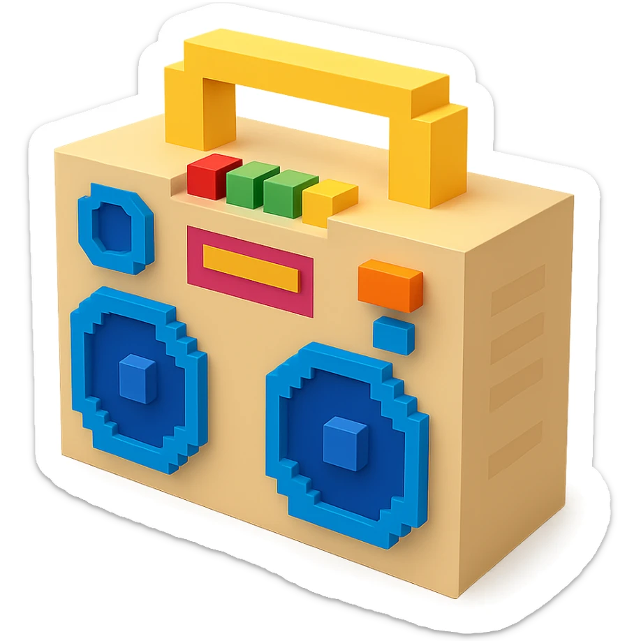 beige boombox sticker