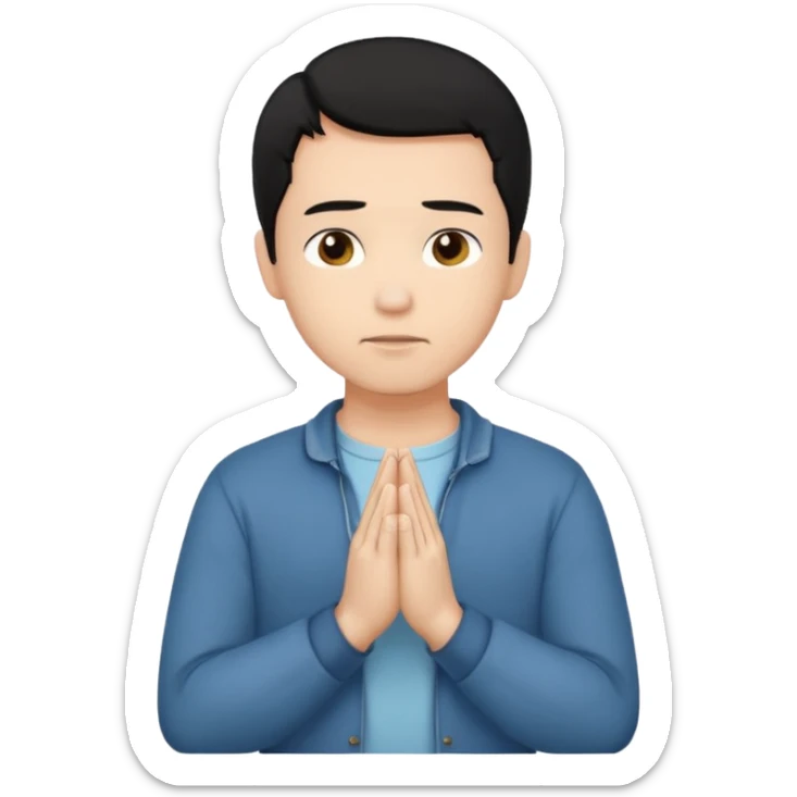 A man prayering with black hari skin colour white and with casual dress sticker