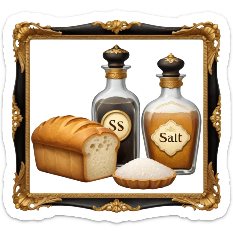  a one victorian bottle of salt and a loaf of bread sticker
