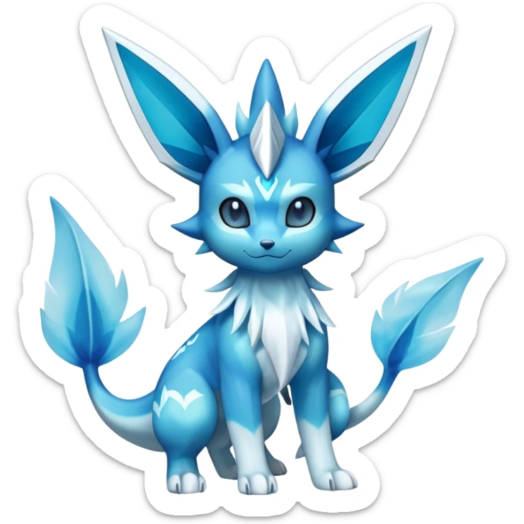 Shiny Cool Glaceon-Vaporeon-Fakemon-hybrid-fusion- full body sticker