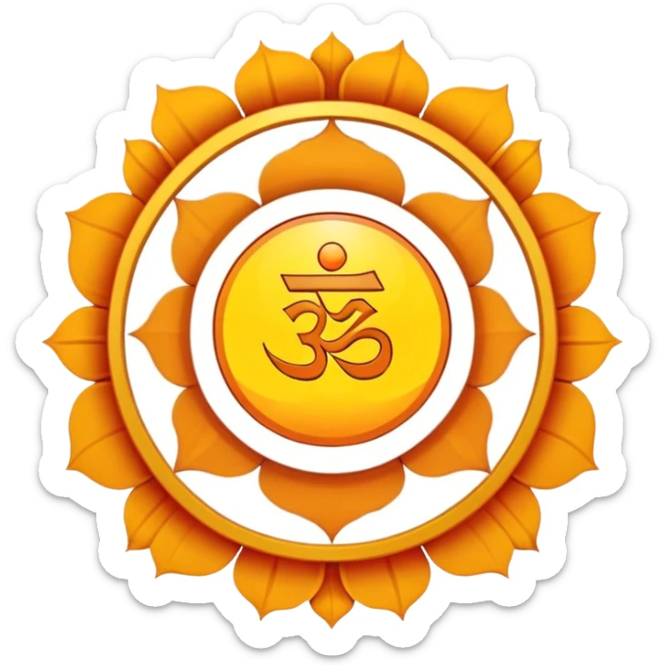 Imagine a saffron flag, flowing freely,

In the center - a golden surrounded by a

white Dharma Chakra,

Below it, two crossed Trishuls and a soft rising sun in background rays. sticker