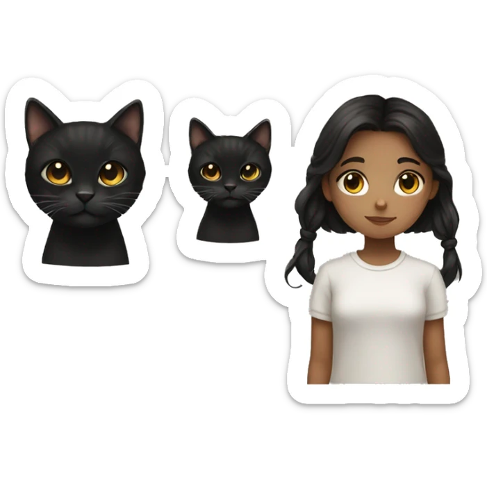 Brown-eyed girl with dark hair and a black cat sticker