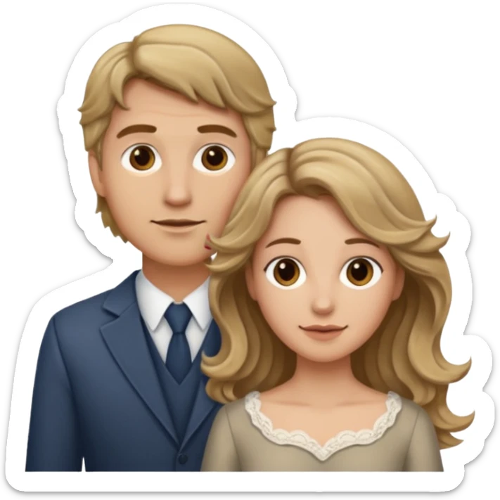 Married couple male dirty blonde hair and female brown wavy hair sticker