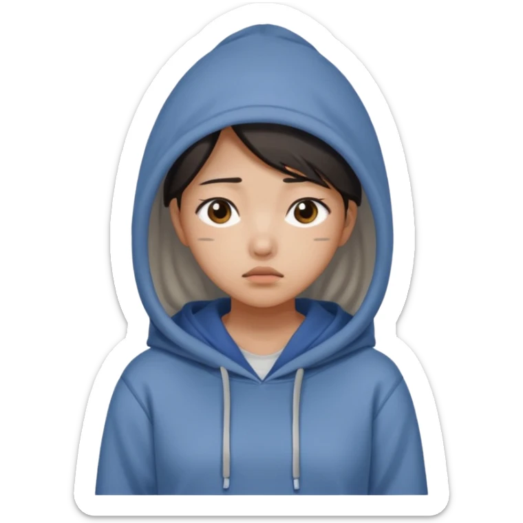 South Korean female college student with a worried face (melange hoodie) sticker