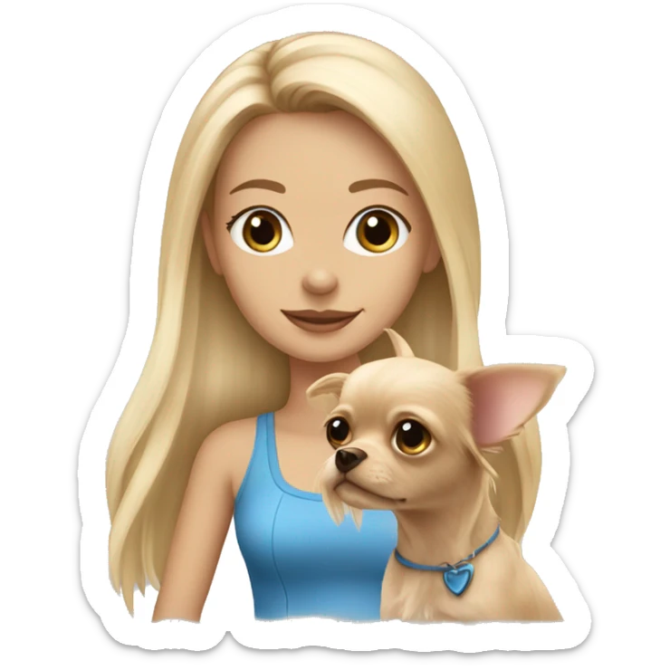 long blonde haired girl blue eyes walking yorkie and chihuahua   sticker