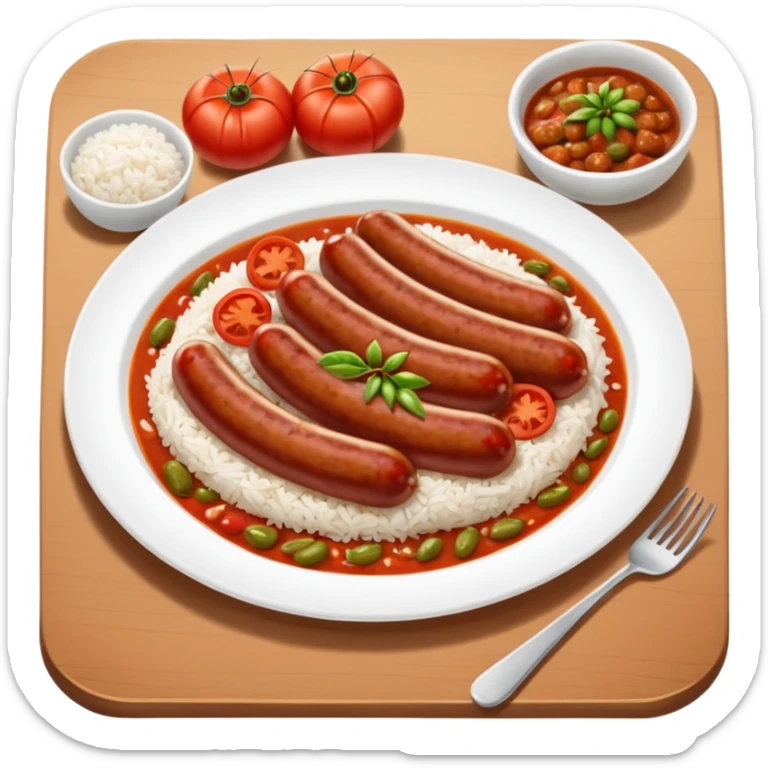 emoji of Rougail saucisse meal. Typical Reunion island meal sticker