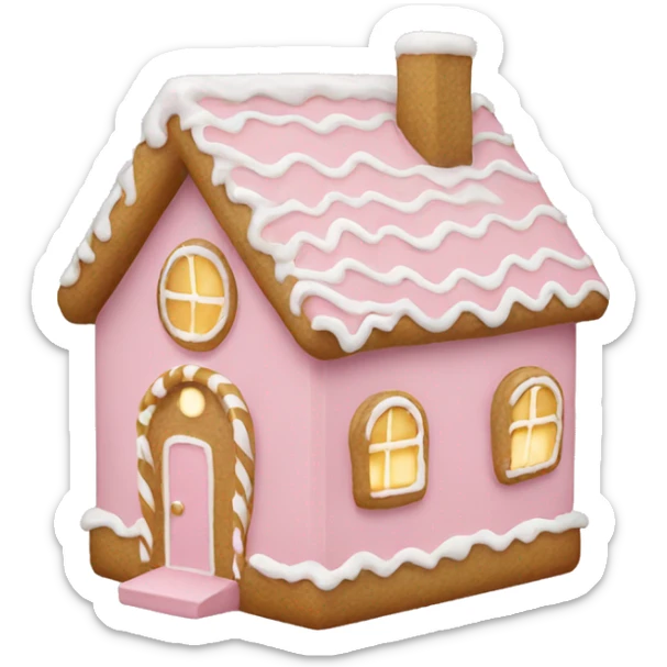light pink and gold and white gingerbread house sticker