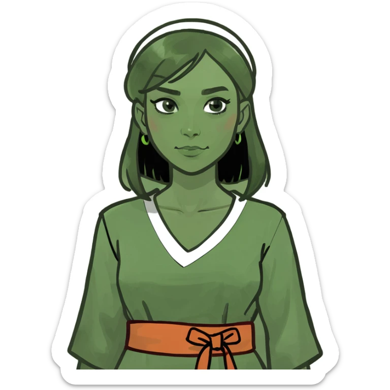 fullbody emoji of a curvy Middle Eastern woman from Jerusalem, 1st century, tunic and sash, no head covering, no religious symbols sticker