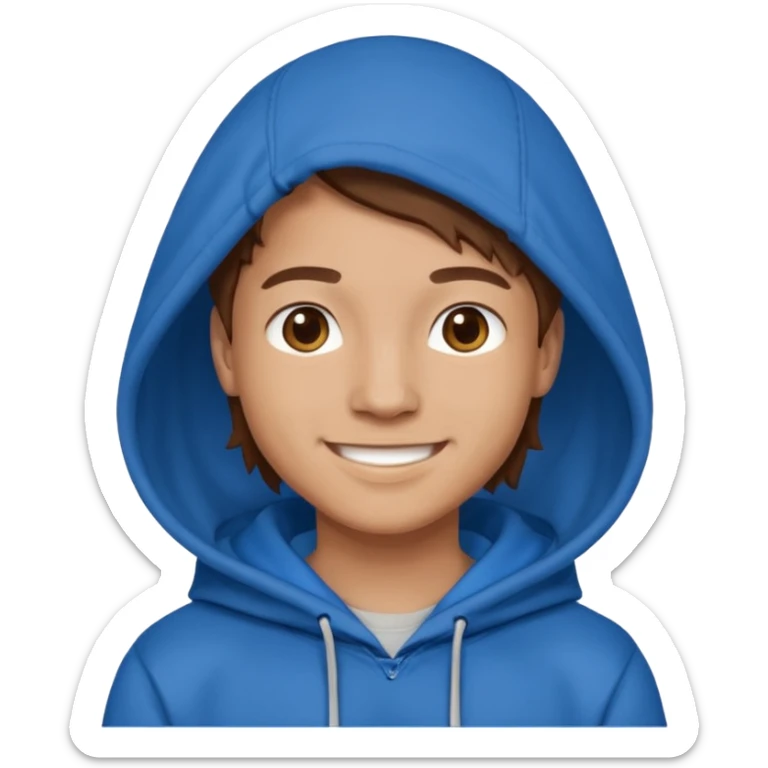 emoji of a person wearing a blue hoodie smiling sticker