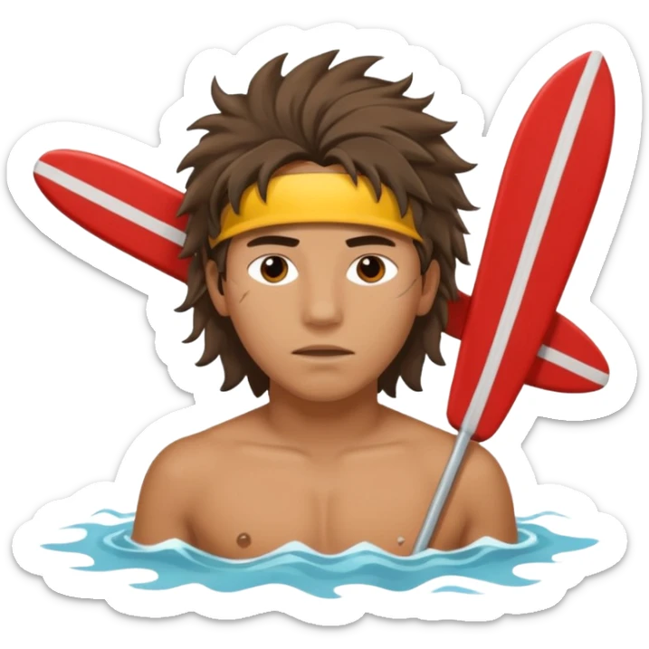 Lifeguard Native American Teenager with messy hair rescuing someone sticker
