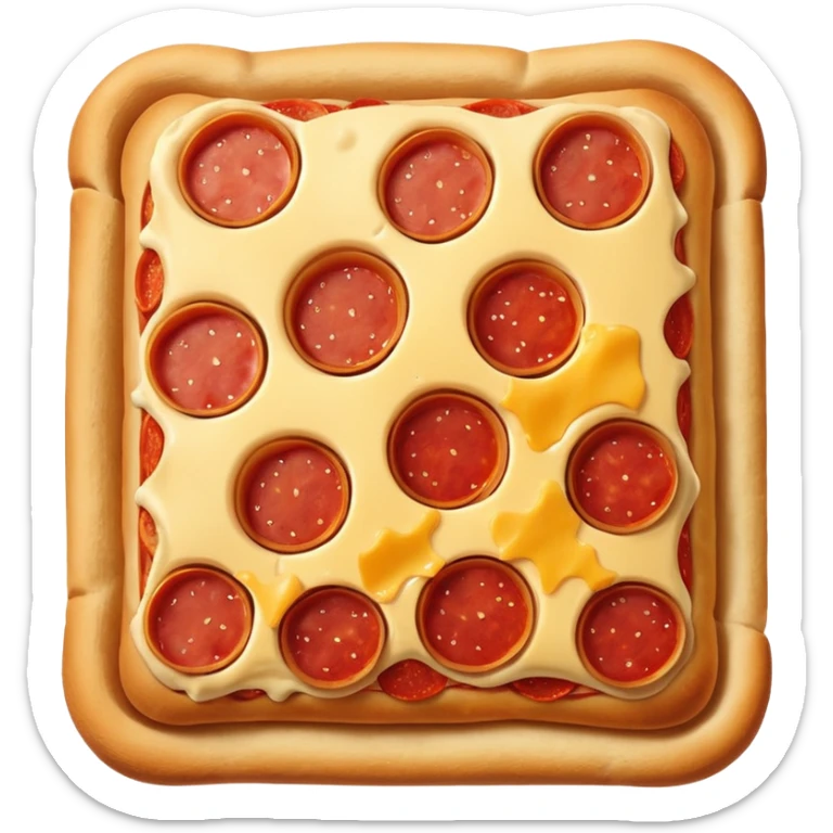 pizza logs snack, golden brown crispy exterior, cheese and pepperoni filling visible sticker