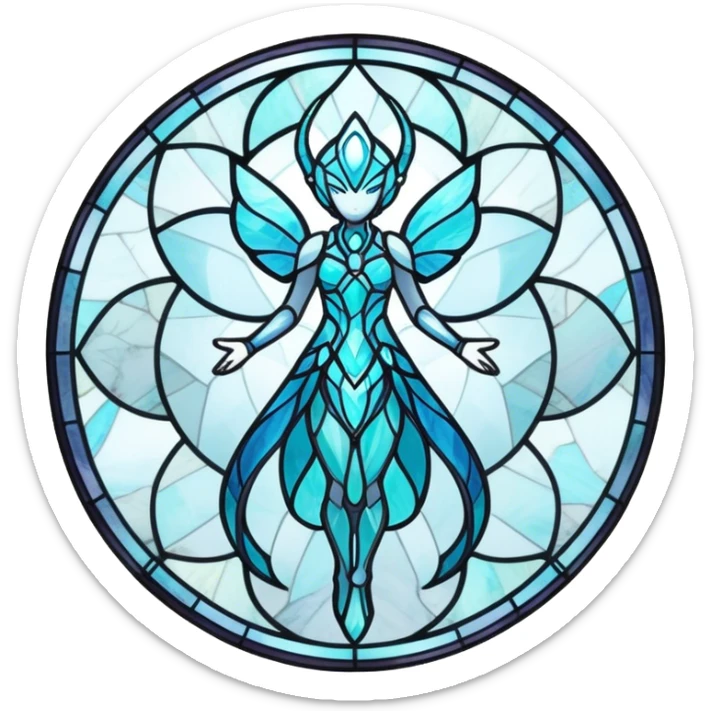 Shiny Futuristic Ethereal Marble-StainedGlass-Fakemon-Pokemon-Digimon-Spectrobes-Raptor-fusion, full body sticker