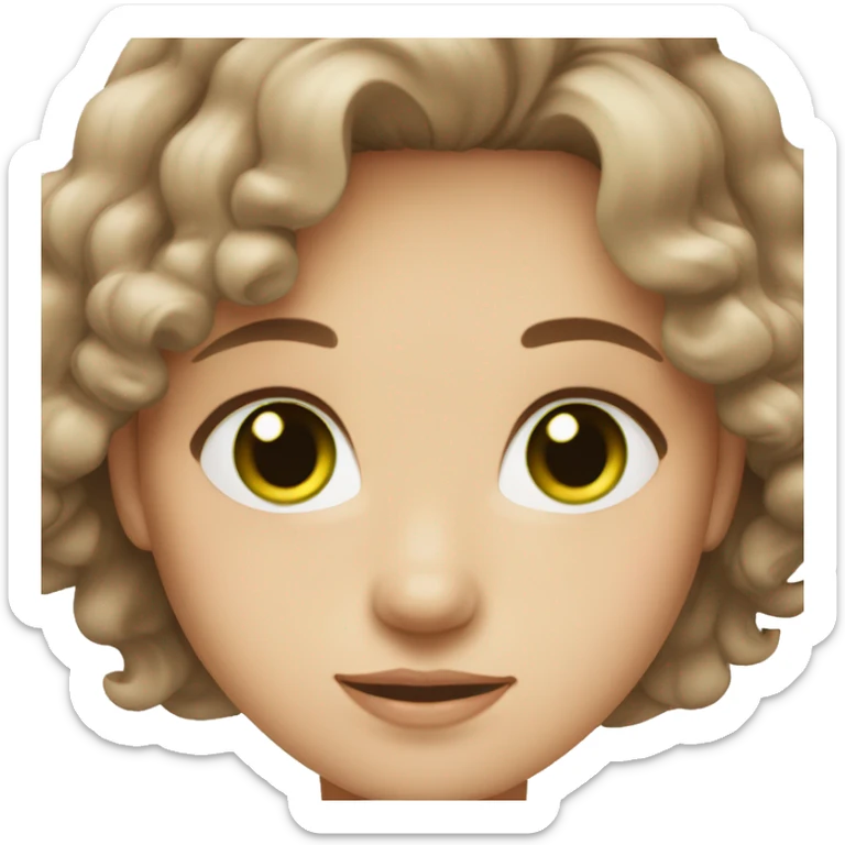 girl, white skin, slighty wavy  brown hair, oval face, green eyes sticker