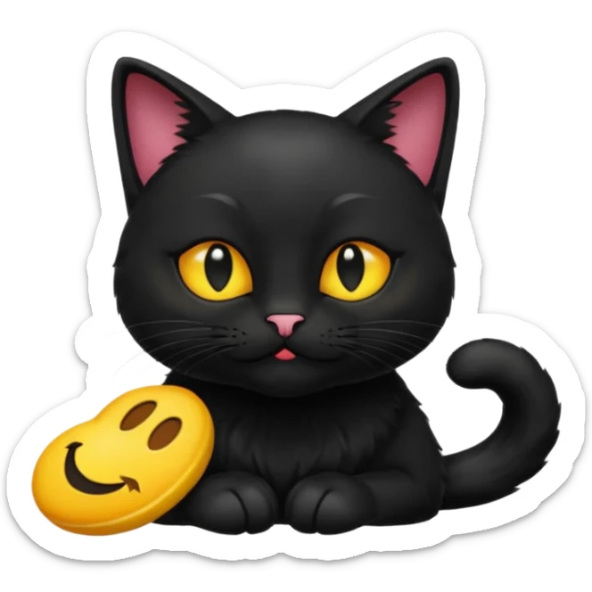 Black animal cat with nlack shoes and smellt emoji sticker