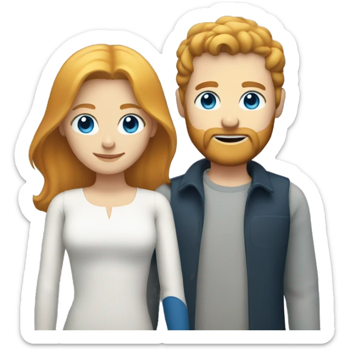 Couple white man with ginger hair and beard and blue eyes and a white woman with blonde hair and blue eyes  sticker