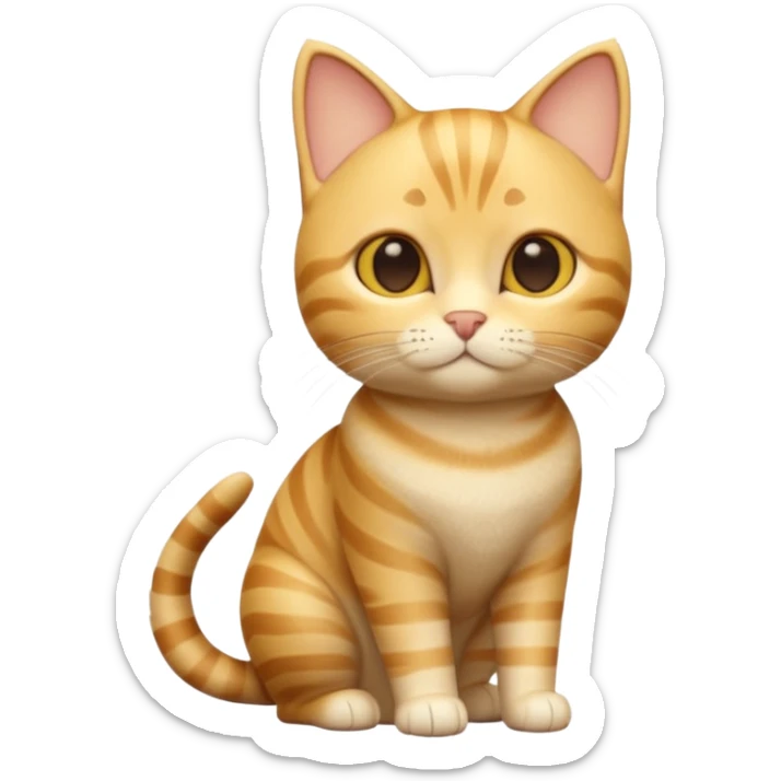 A 3D cartoon golden tabby American Shorthair cat with soft striped fur, warm golden tone, soft shadows, Memoji-style realism. full body or half body. sticker