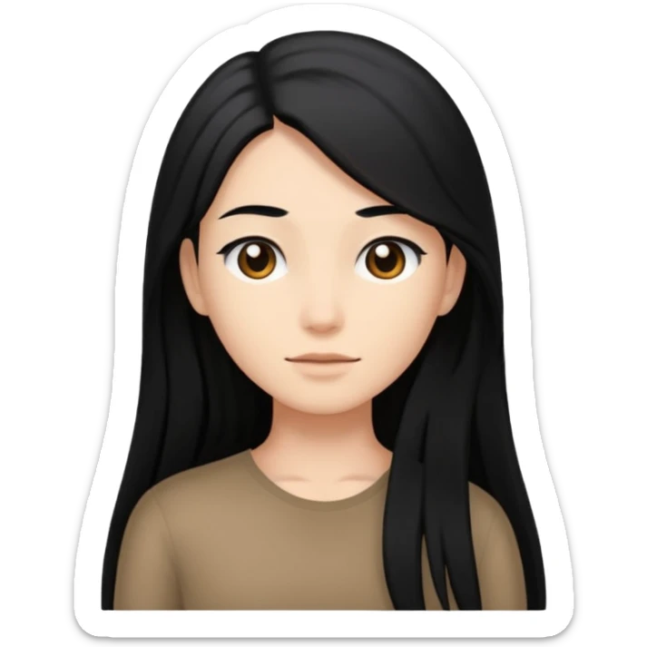  pero cámbiale el pelo largo por uno corto no tan corto que le llegue a los hombros pero con el pelo negro  sticker