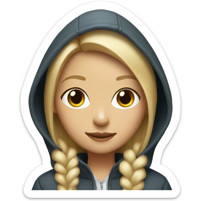 Blonde girl with straight hair in hooded fur jacket  sticker