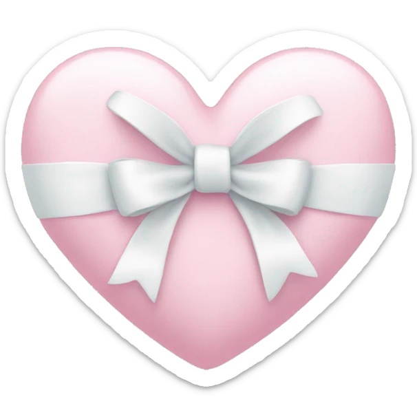 Pastel pink heart with white bow sticker