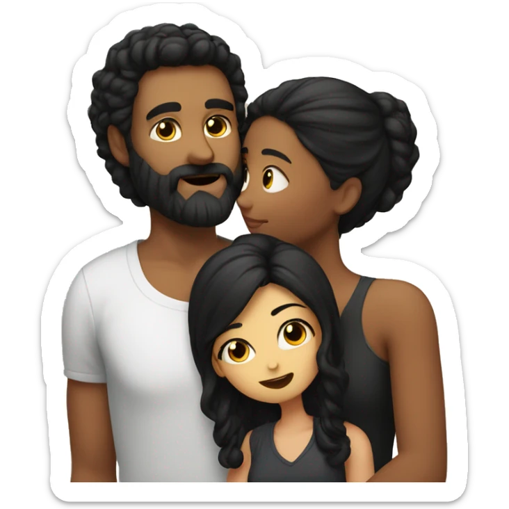 girl with black hair indoors kissing bearded man sticker