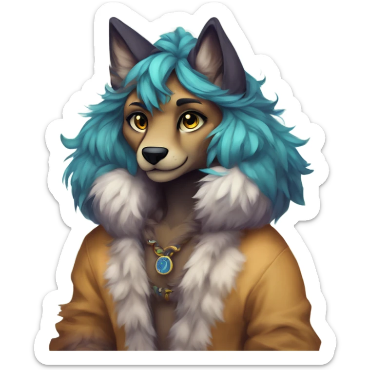 Anthro Colorful Fionbri Furry by Falvie-Griffsnuff-Kamirah-LiLaiRa, full body sticker