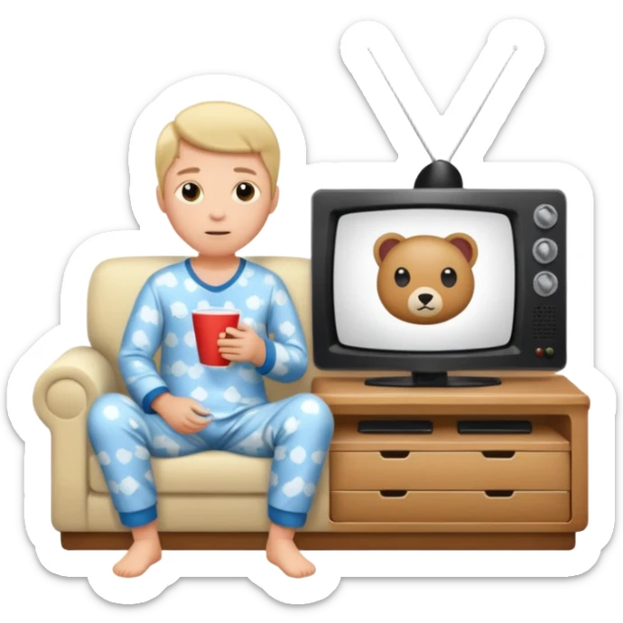 person watching a movie on the TV in their living room sticker