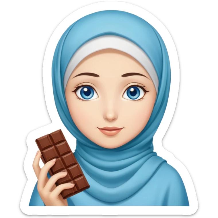 Turkish beautiful finish Konya girl blue eyes with ice cream hijab islamic dress and had on her hand Dubai chocolate  sticker
