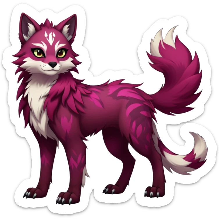 Vibrant dark edgy badass cool Falvie-Fionbri-creature-fursona, full body, with random markings sticker