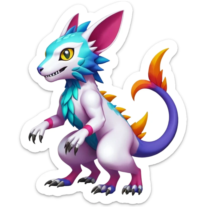 colorful Fakémon-Digimon-Fionbri-Trico-creature (full body) sticker