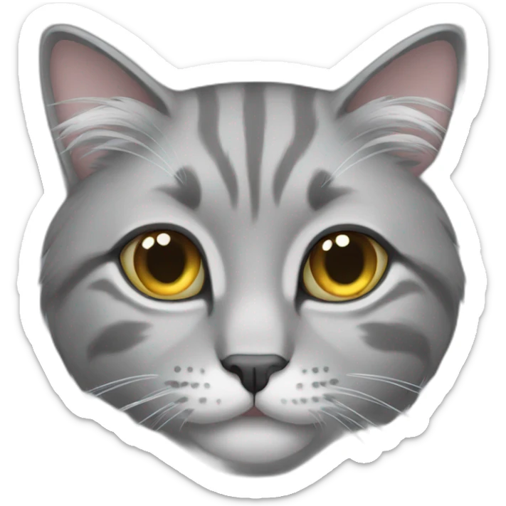 Long Hair gray cat sticker