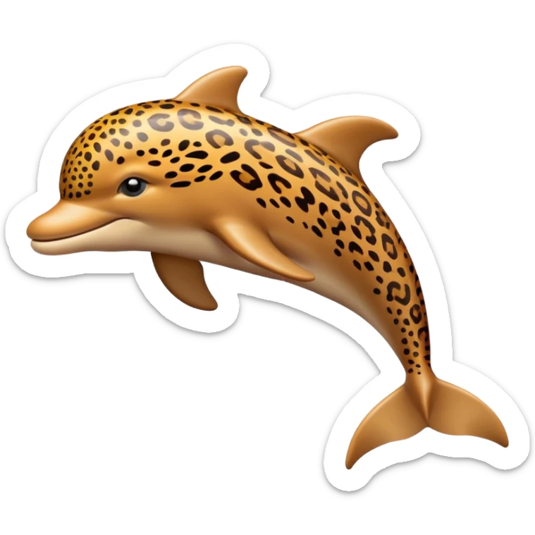 the dolphin emoji, but instead of blue skin it has leopard skin on the whole body (no blue anymore) sticker