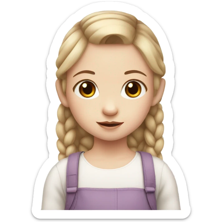 pale white toddler girl with brown straight pigtails and big black eyes not blonde no blonde hair sticker
