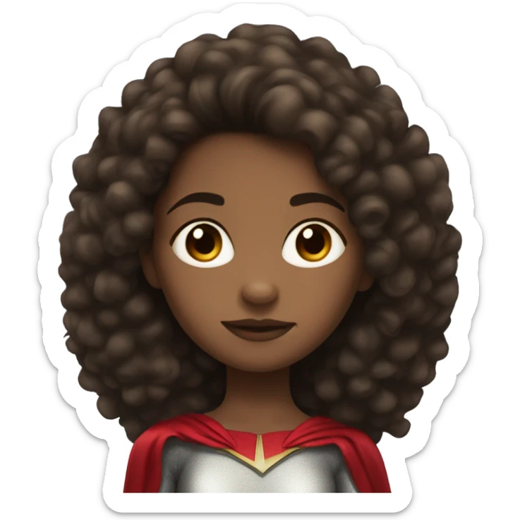 superhero, child, girl, long hair, afro brown hair, brown eyes, Hispanic, freckles   sticker