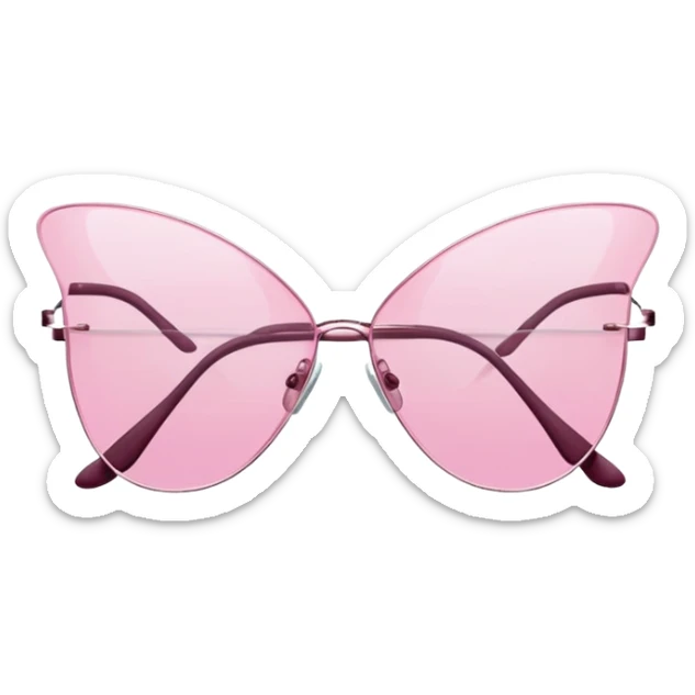 Y2K butterfly shaped pink frameless glasses, early 2000s fashion, no rim sticker