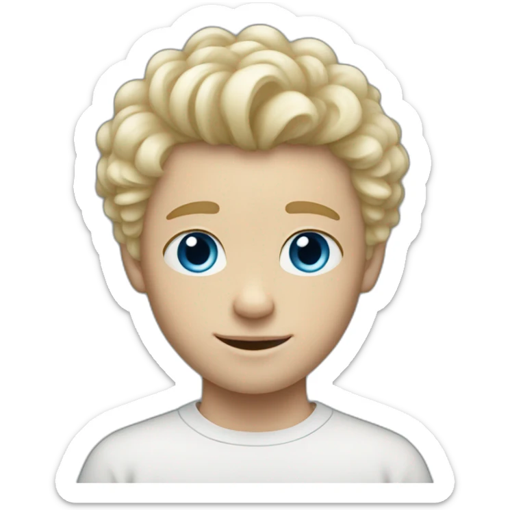 Blonde blue-eyed white boy with fluffy hair and goatie sticker