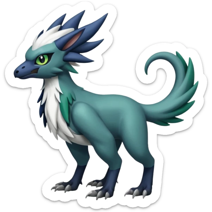 Shiny Black Grey White and Dark-Green Trico-Nargacuga-Silvally-Absol-fusion sticker
