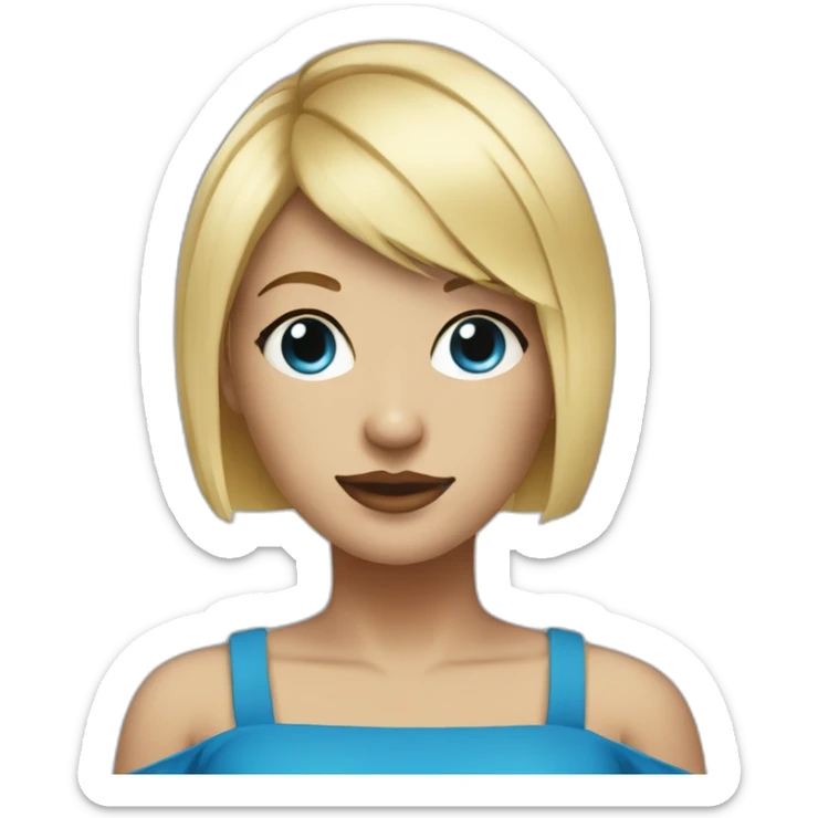 techno music girl with very short blue dress and square blonde haircut sticker