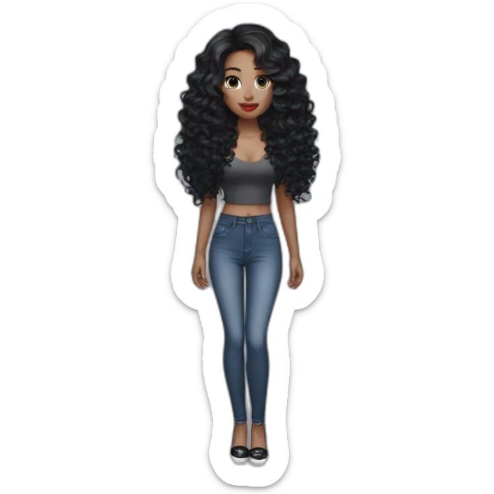 Beautiful woman,Black hair,wavy hair，long hair,White skin,oval face,big eyes,Blackeyes,Red lips,Chinese sticker