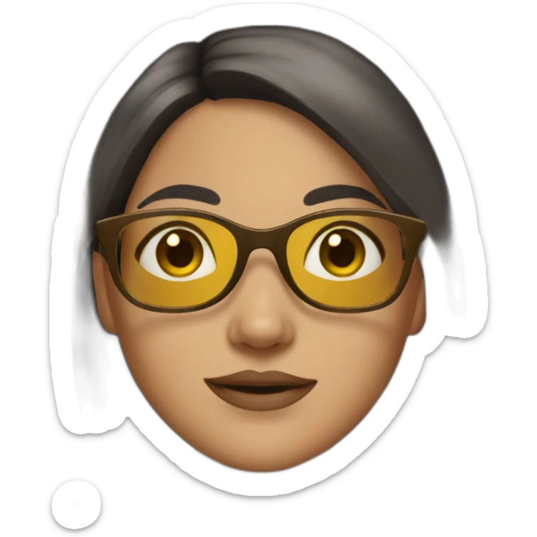 a girl with dark brown hair and golden glasses sticker