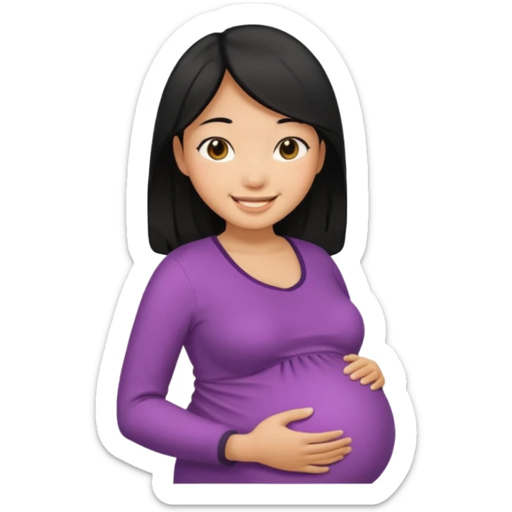 pregnant asian woman with black hair sticker