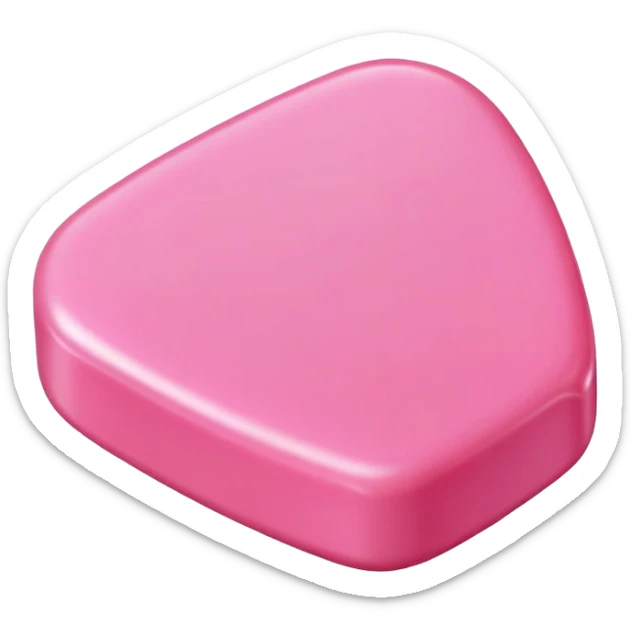 a piece of bright pink bubble gum, chewy candy, pink chewing gum sticker