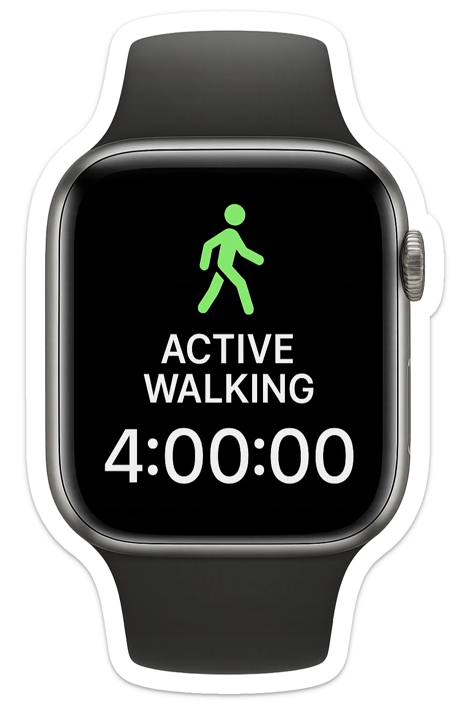smartwatch con modalità attiva di camminata che segna 4 ore di camminata, REALISTICA 4K sticker