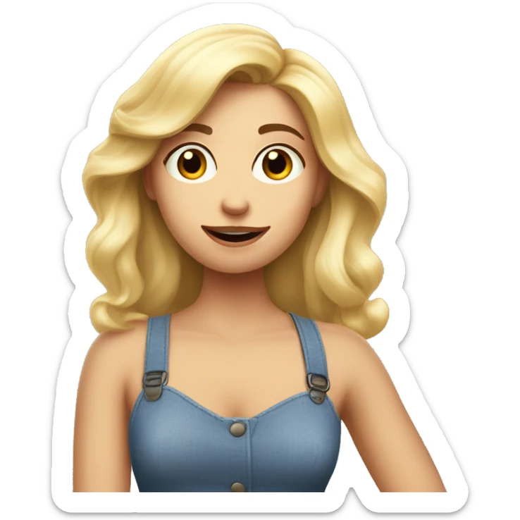 emoji pixar style very pretty blonde woman, saying no, realistic style sticker