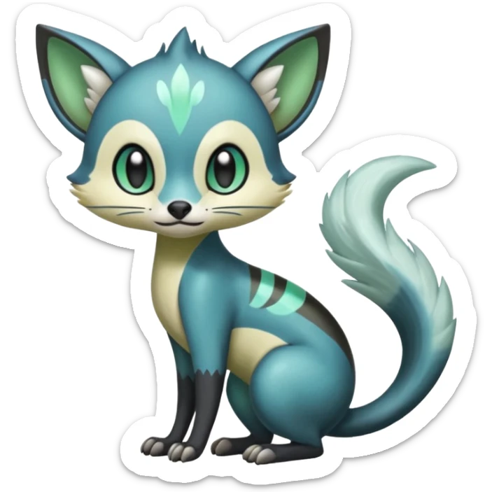 Icy Clear Glossy Glassy Gassy Mossy Meloetta-Vernid-Trico-Sergal-Civet-Fakémon-creature-hybrid sticker