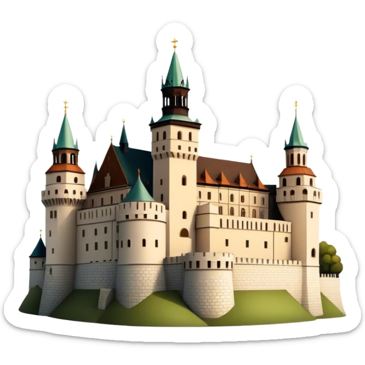 Cinematic Realistic Wawel Castle Landmark Emoji, depicted with the historic royal castle rendered with intricate detail and dramatic, majestic lighting. sticker